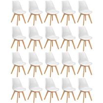 Conjunto 20 Cadeiras de Jantar Eames Wood Leda Design Estofada - Branco