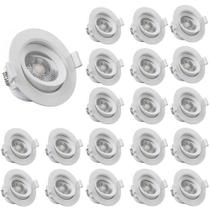 Conjunto 20 Spot Led Redondo Embutir 3W Branco Frio 6500k Bivolt - Luz Fria e Econômica com Alta Durabilidade