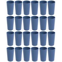Conjunto 24 Copos Altos de Plástico 500ml Azul Madrugada Refeitório Escolar Lanche Crippa