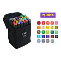 Conjunto 24 Cores Canetas Marcador De Ponta Dupla Touch