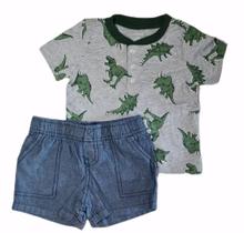 Conjunto 24 meses carters dinossauro com shorts jeans menino - baby