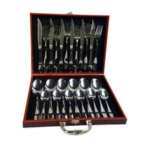 Conjunto 24 Peças Talheres Inox com Maleta Marrom