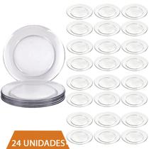 Conjunto 24 Prato Redondo Raso Gourmet Refeição 26cm Duralex