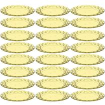 Conjunto 24 Pratos Plásticos Médios Amarelos para Servir Mesa Porções Aperitivos Sobremesa