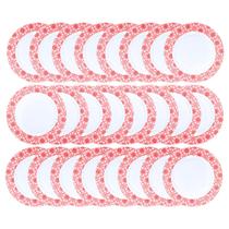 Conjunto 24 Pratos Raso 20cm Sobremesa Melamina Vermelho