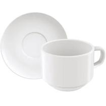 Conjunto 24 Xícaras de Café com Pires em Porcelana 240ml Mesa Posta Café da Manhã Conjunto 24 Xícaras de Café com Pires em Porcelana 240ml Mesa Posta Café da Manhã