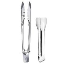 Conjunto 2pçs Pegador Pinça Inox Versátil Prático P/ Alimentos Massas Gelo Pão Carne Salada Fruta Café da Manhã Almoço