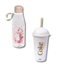 Conjunto 2und com garrafa unicórnio e copo shake coca-cola