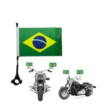 Conjunto 2x Bandeiras Do Brasil Para Moto Haste Bicicleta Copa