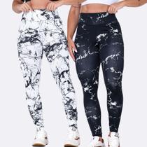Conjunto 2x Calça Legging Academia M ao GG Moda Fitness Cintura Alta Confortavel Levanta Bumbum Marm