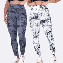 Conjunto 2x Calça Legging Academia M ao GG Moda Fitness Cintura Alta Confortavel Levanta Bumbum Marm