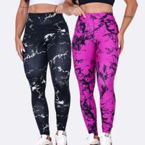 Conjunto 2x Calça Legging Academia M ao GG Moda Fitness Cintura Alta Confortavel Levanta Bumbum Marm
