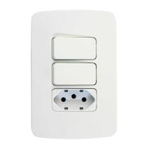 Conjunto 2x4 Interruptor 2 Teclas Simples + 1 Tomada 10A B3 Margirius