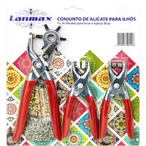 Conjunto 3 Alicates para Furar e Aplicar Ilhós e Botão Metal - LANMAX