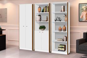 Conjunto 3 Armários Organizador Office Escritório Branco com Nature - Rede Móveis