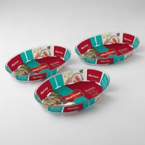 Conjunto 3 Assadeira Oval Vidro Marinex Temperado Servir Mesa