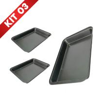 Conjunto 3 Assadeiras Forma Teflon Retangular Antiaderente Bolo Pão Tortas Lasanhas