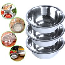 Conjunto 3 Bacias Tigelas Saladeiras Bowl Inox 1,2 Litros Conjunto 3 Bacias Tigelas Saladeiras Bowl Inox 1,2 Litros