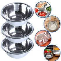 Conjunto 3 Bacias Tigelas Saladeiras Bowl inox 3 Litros Conjunto 3 Bacias Tigelas Saladeiras Bowl inox 3 Litros