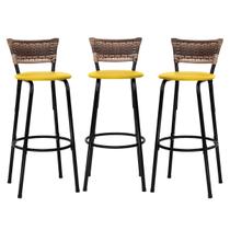 Conjunto 3 Banco Banquetas Alta Cadeiras Para Balcão Bar Bancada Cozinha Gourmet Ilha Bistrô Reforçada Itagold