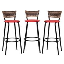 Conjunto 3 Banco Banquetas Alta Cadeiras Para Balcão Bar Bancada Cozinha Gourmet Ilha Bistrô Reforçada Itagold