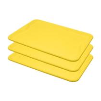 Conjunto 3 Bandejas Plásticas Self-service Refeição 48 X 32,5 X 2 Br-100 Amarela - Della Plast