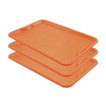 Conjunto 3 Bandejas Plásticas Self-service Refeição 48 X 32,5 X 2 Br-100 Laranja - Della Plast