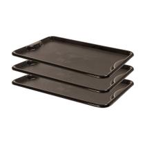 Conjunto 3 Bandejas Plásticas Self-service Refeição 48 X 32,5 X 2 Br-100 Preta - Della Plast