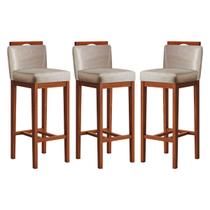 Conjunto 3 Banquetas Alta em Madeira Maciça Libéria Ccs Interiores Pinhao/bege Conjunto 3 Banquetas Alta em Madeira Maciça Libéria Ccs Interiores Pinhao/bege