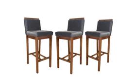 Conjunto 3 Banquetas Alta em Madeira Maciça Libéria CCS Interiores Conjunto 3 Banquetas Alta em Madeira Maciça Libéria CCS Interiores