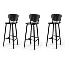 Conjunto 3 Banquetas Altas Bistrô de Madeira Lisboa