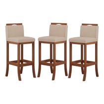 Conjunto 3 Banquetas Altas em Madeira Maciça Londres Ccs Interiores