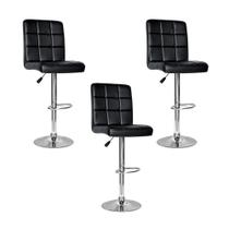 Conjunto 3 Banquetas Dublin Material Ecológico Preta Conjunto 3 Banquetas Dublin Material Ecológico Preta