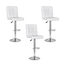 Conjunto 3 Banquetas Dublin Material Ecológico Regulagem De Altura - Branca Conjunto 3 Banquetas Dublin Material Ecológico Regulagem De Altura - Branca