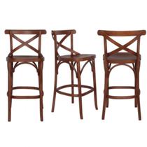 Conjunto 3 Banquetas Madeira Maciça Tauarí Cross X Texas Marrom/Castanho Conjunto 3 Banquetas Madeira Maciça Tauarí Cross X Texas Marrom/Castanho