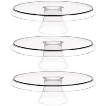 Conjunto 3 Boleiras Transparentes 28cm Bases para Docinhos e Tortas Glassy Crippa