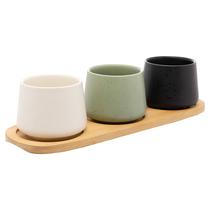 Conjunto 3 Bowls com Bandeja de Bambu 30x10x7cm 5468 - Lyor - LYOR, WOLFF, ROJEMAC