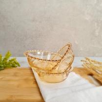 Conjunto 3 Bowls Cristal de Chumbo Pearl Âmbar 14x5cm