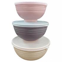 Conjunto 3 Bowls em Bambu e PP Lines Sortido 2430 - Lyor Conjunto 3 Bowls em Bambu e PP Lines Sortido 2430 - Lyor