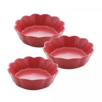 Conjunto 3 Bowls em Porcelana Pétala Vermelho Matt 14,5x5cm Wolff