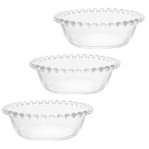 Conjunto 3 Bowls Tigelas Com Borda Enfeitada Pearl De Cristal De Chumbo Kit Trio Cumbucas Para Caldos Sopas Cremes Servir Mesa