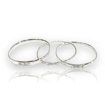 Conjunto 3 Bracelete Pulseira Grossa Rígido Prata