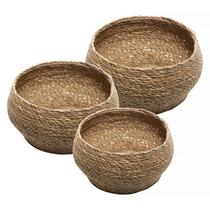 Conjunto 3 Cachepots de Fibra Natural com Forro de Plástico 61655 - Wolff
