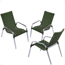 Conjunto 3 Cadeiras Alumínio Área Externa Fortaleza Fibra Sintética Artesanal
