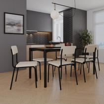 Conjunto 3 Cadeiras de Jantar Fit com Estrutura Preta