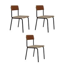 Conjunto 3 Cadeiras de Jantar Fit Tecido Mesclado Est.Preta Conjunto 3 Cadeiras de Jantar Fit Tecido Mesclado Est.Preta