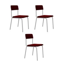 Conjunto 3 Cadeiras de Jantar Fit Tecido Sintético Est.Branca Conjunto 3 Cadeiras de Jantar Fit Tecido Sintético Est.Branca