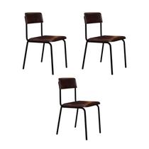 Conjunto 3 Cadeiras Estofadas Fixa Empilhável Fit