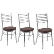 Conjunto 3 Cadeiras Fil Cati 3600 Estofada Tubo Cromada material sintético 90x42x42cm