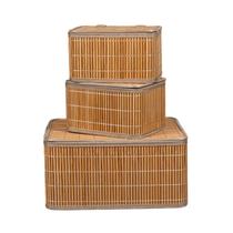 Conjunto 3 Caixa Cesto Organizador Retangular Bambu Tampa 23 36cm Marrom Decoração Casa Premium Conjunto 3 Caixa Cesto Organizador Retangular Bambu Tampa 23 36cm Marrom Decoração Casa Premium